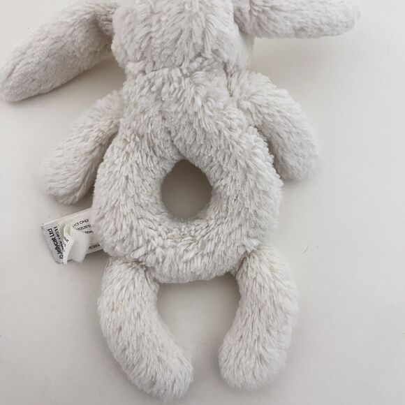Little Jellycat Off-White Bunny Rabbit Plush Ring Rattle Lovey Toy Grabber 7'' - Picture 10 of 10